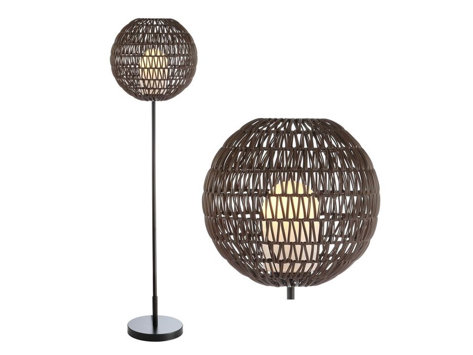 Bea Outdoor Woven Globe LED Floor Lamp