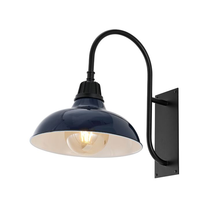 Stanley Farmhouse Industrial Indoor/Outdoor Iron LED Gooseneck Arm Outdoor Sconce