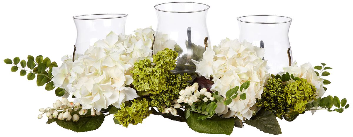 Nearly Natural 29-in Snowball Hydrangea Triple Candelabrum