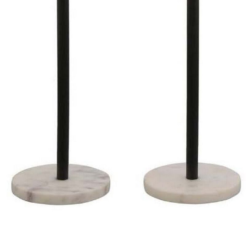 Ricco Tabletop Accent Decoration Set of 3, Black, Elegant Silver Metal - Benzara
