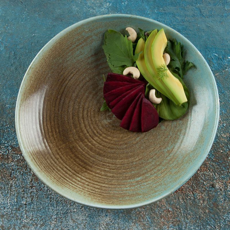 Coral dia.9.75" h:2.25" 36 oz. Round Decorated Porcelain Deep Plate (Set of 2)