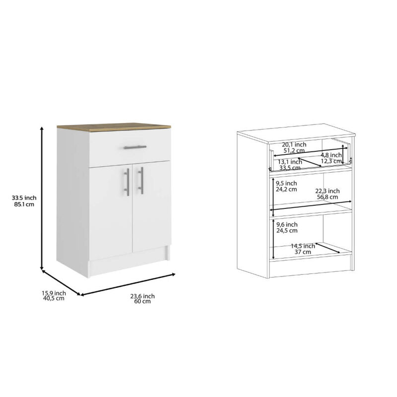 California 2 Piece Kitchen Set, Delos Kitchen Island + Barbados Pantry Cabinet, White Onyx Light Oak
