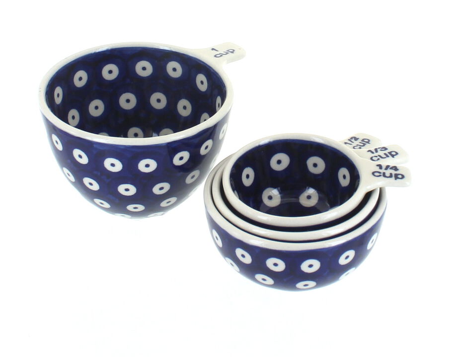 Blue Rose Polish Pottery Garden Bouquet Measuring Cup Set