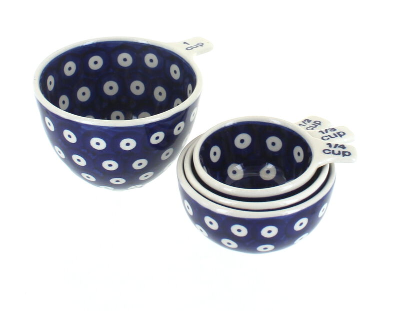 Blue Rose Polish Pottery Garden Bouquet Measuring Cup Set