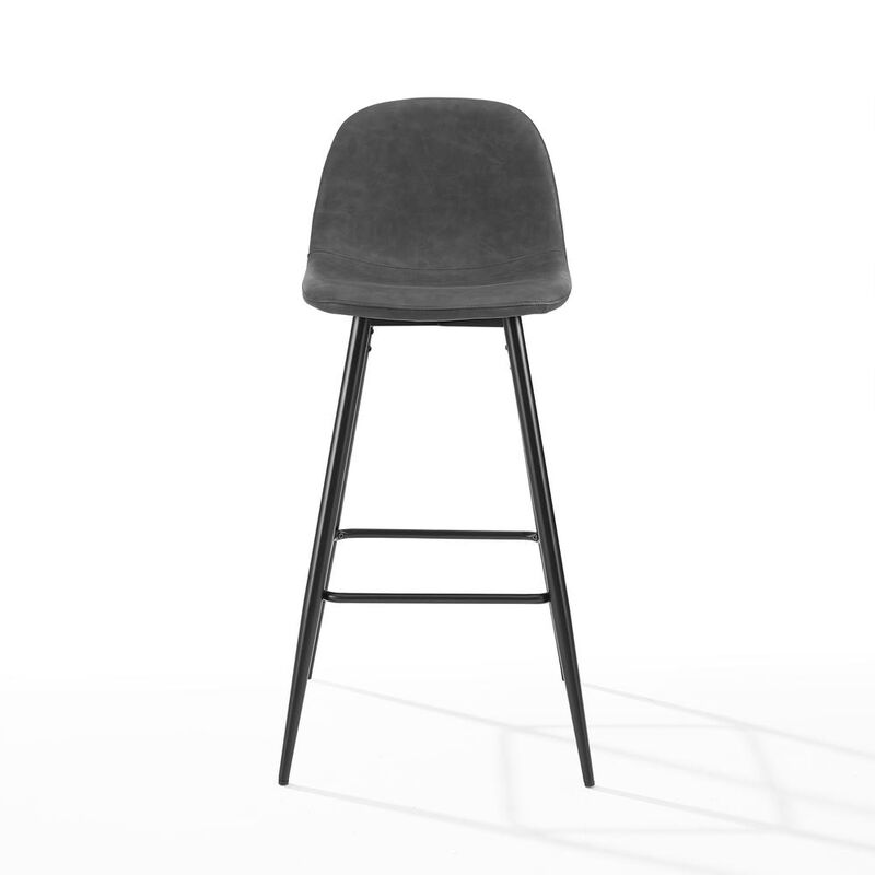 Weston 2Pc Bar Stool Set Distressed Black/Matte Black - 2 Stools