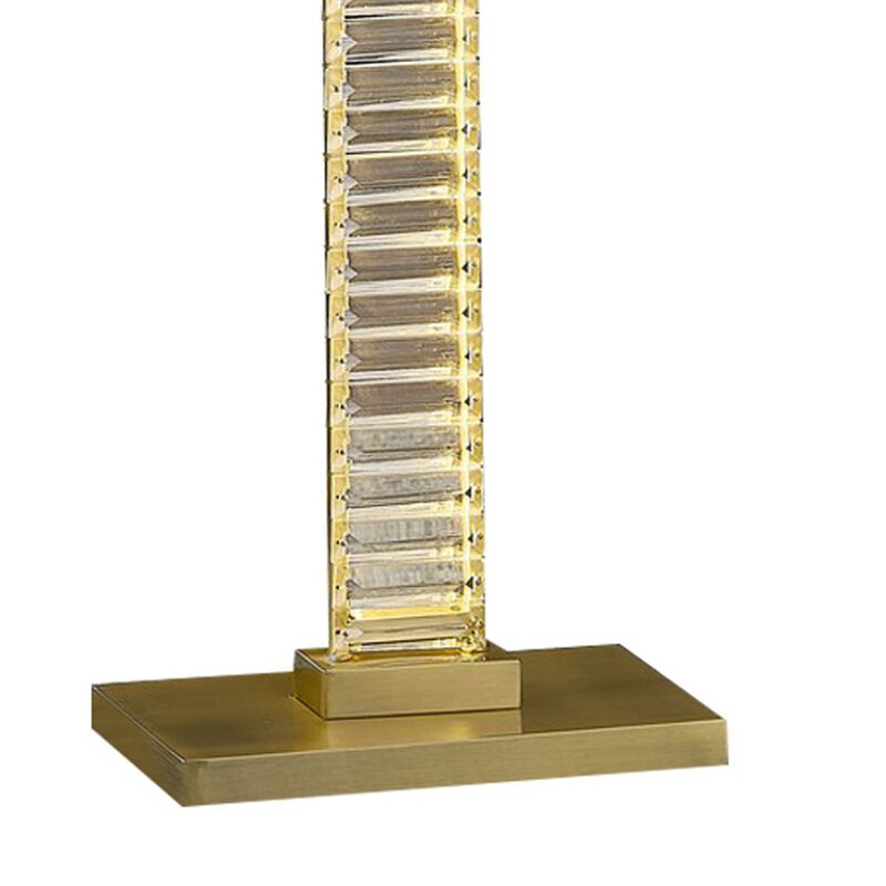 Lizy 62 Inch Floor Lamp with Crystal, LED Metal Frame, Antique Brass - Benzara