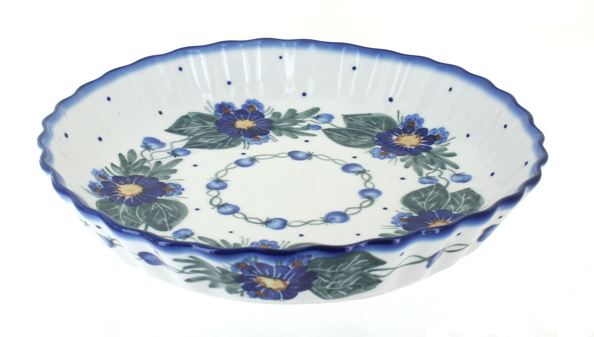 Blue Rose Polish Pottery Yellow Daisy Pie Plate