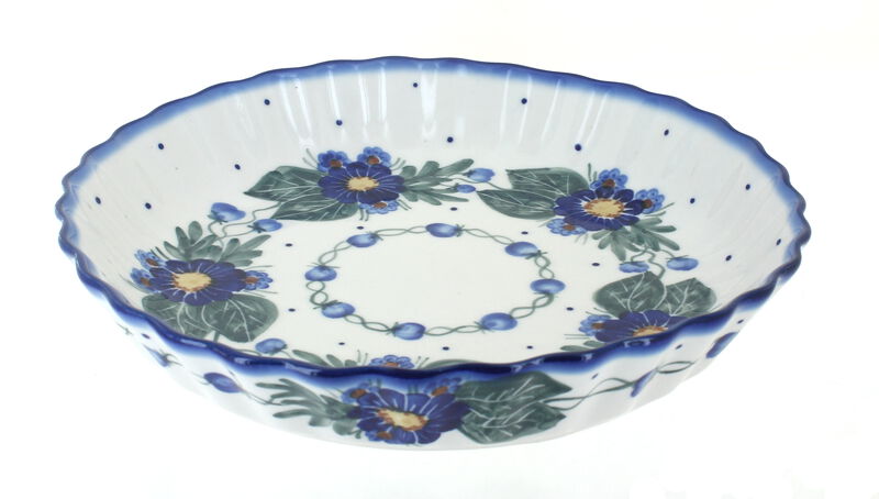 Blue Rose Polish Pottery Yellow Daisy Pie Plate