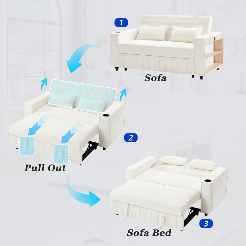 Merax Modern Sleeper Sofa Pull-out Sofa Bed with Adjustable Backrest for Living Room