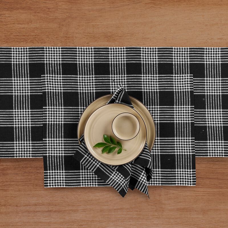 Solino Home 100% Pure Linen Dinner Napkins 20 x 20 Inch Set of 4 | Glen Check