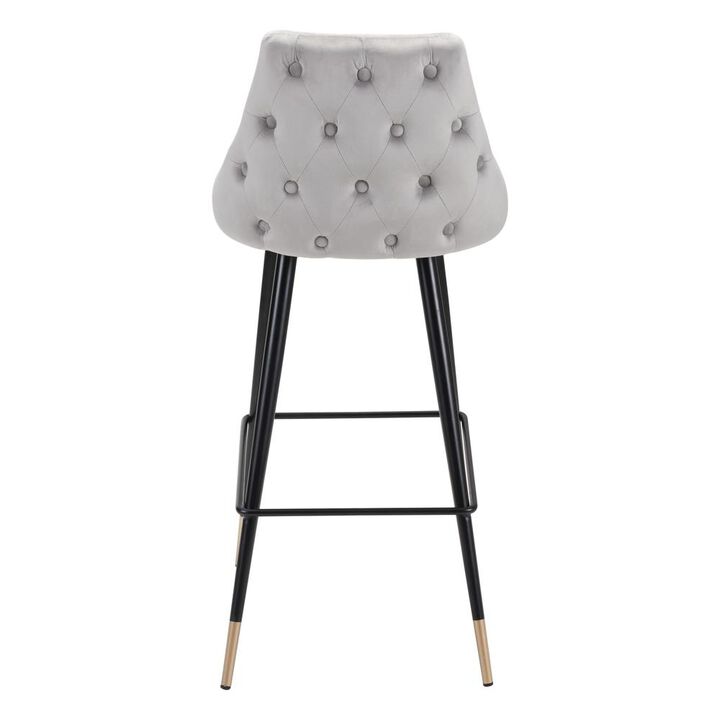 Belen Kox Piccolo Bar Chair, Gray Velvet, Belen Kox