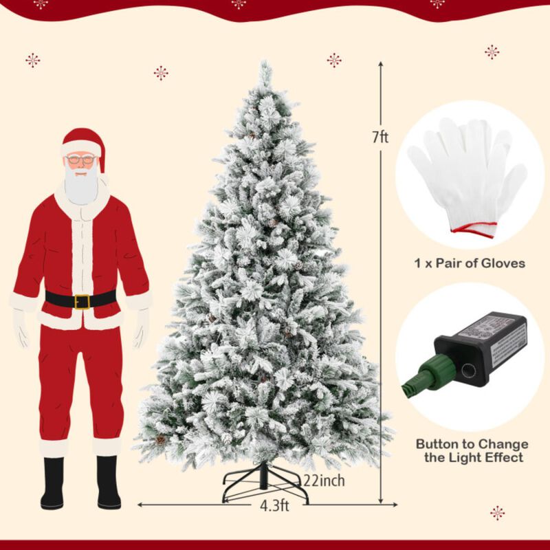 Hivvago 4.5/6/7 Feet Artificial Xmas Tree with Pine Needles and LED Lights