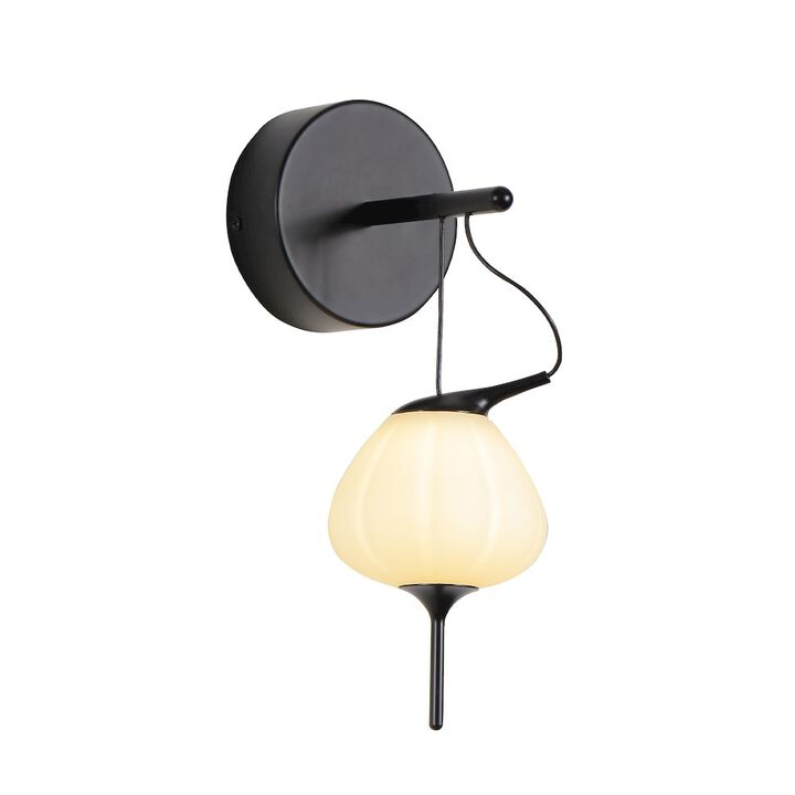 VONN Lighting Integrated LED Wall Sconce Light with Glass Shade in Black