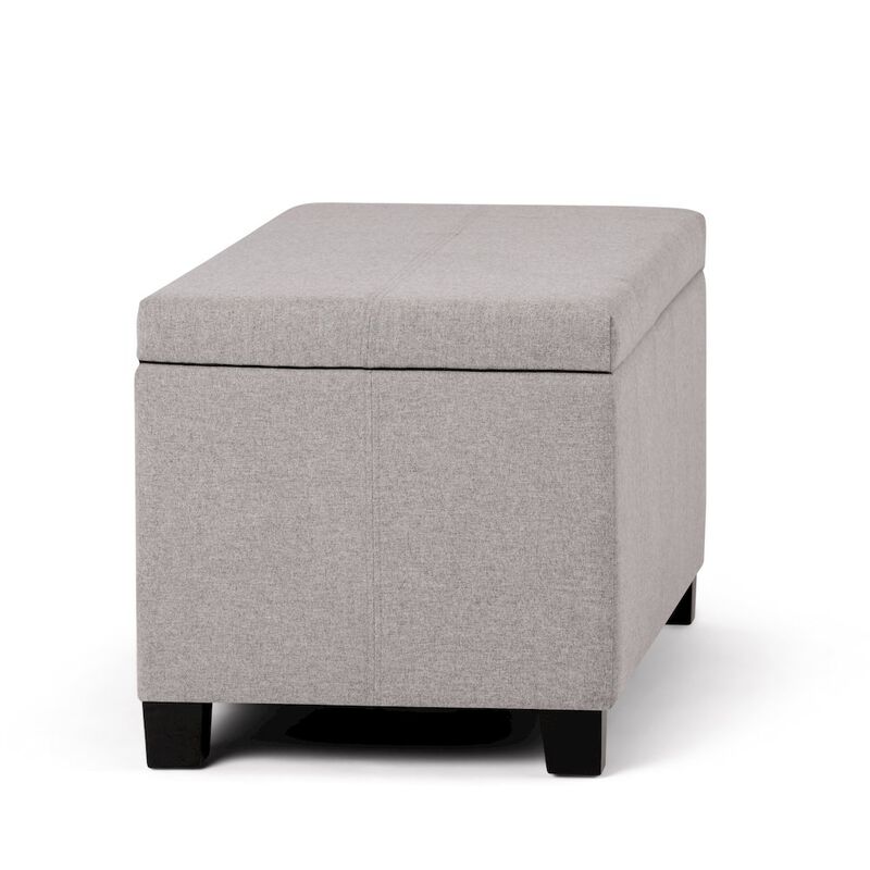 Simpli Home Dover Storage Ottoman Bench In Cloud Grey Linen Look Fabric