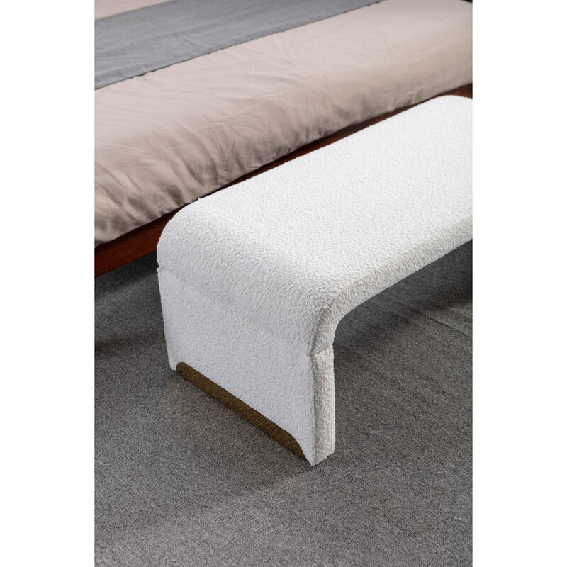 New Boucle Fabric Loveseat Ottoman Footstool Bedroom Bench Shoe Bench With Metal Legs