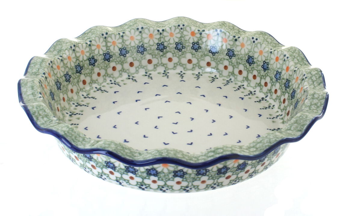 Blue Rose Polish Pottery Summer Vine Pie Plate