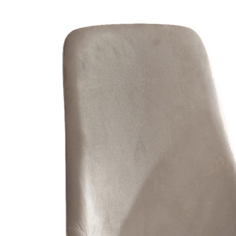 22 Inch Set of 2 Dining Chairs, Gray Velvet Upholstery, Sabre Steel Legs - Benzara