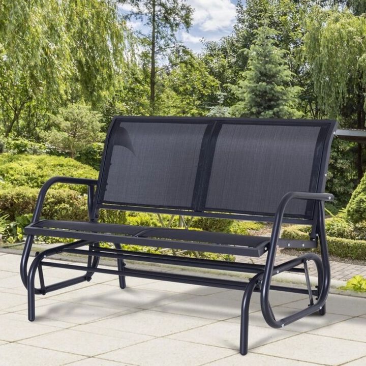 Hivvago 2 Seater Mesh Outdoor Patio Swing Glider Dark Gray