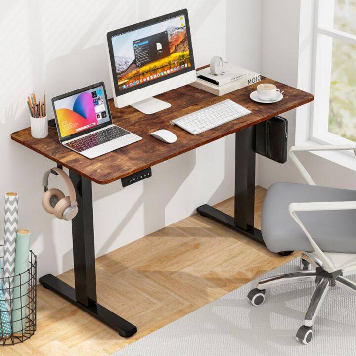 Hivvago Electric Standing Desk with 3 Memory Height Settings and 2 Hanging Hooks & Cable Management