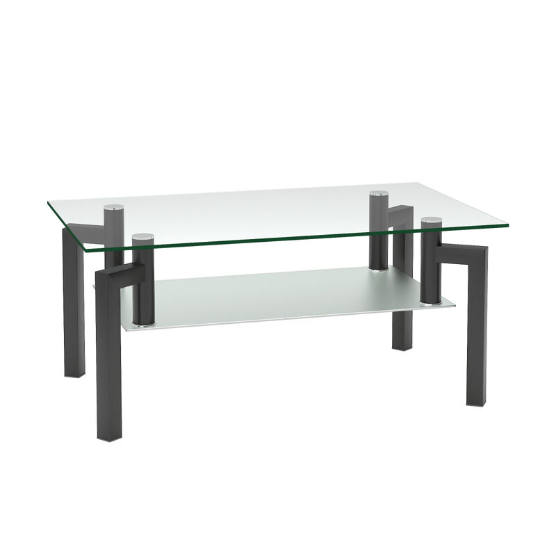 Rectangle Glass Coffee Table, Clear Coffee Table, Modern Side Center Tables