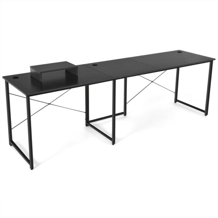 Hivvago 95 Inch 2-Person L-Shaped Long Reversible Computer Desk with Monitor Stand