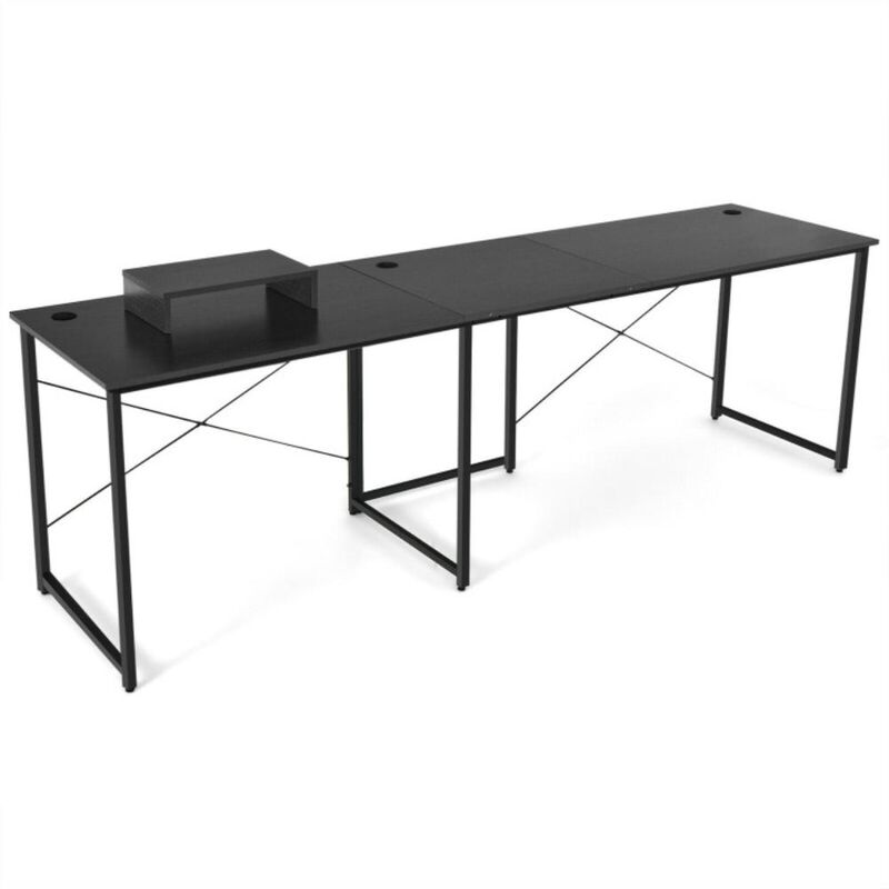 Hivvago 95 Inch 2-Person L-Shaped Long Reversible Computer Desk with Monitor Stand
