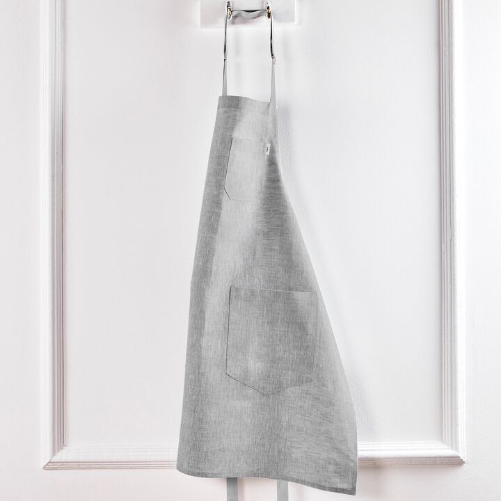Solino Home 100% Pure Linen Bib Apron 33 x 30 Inch