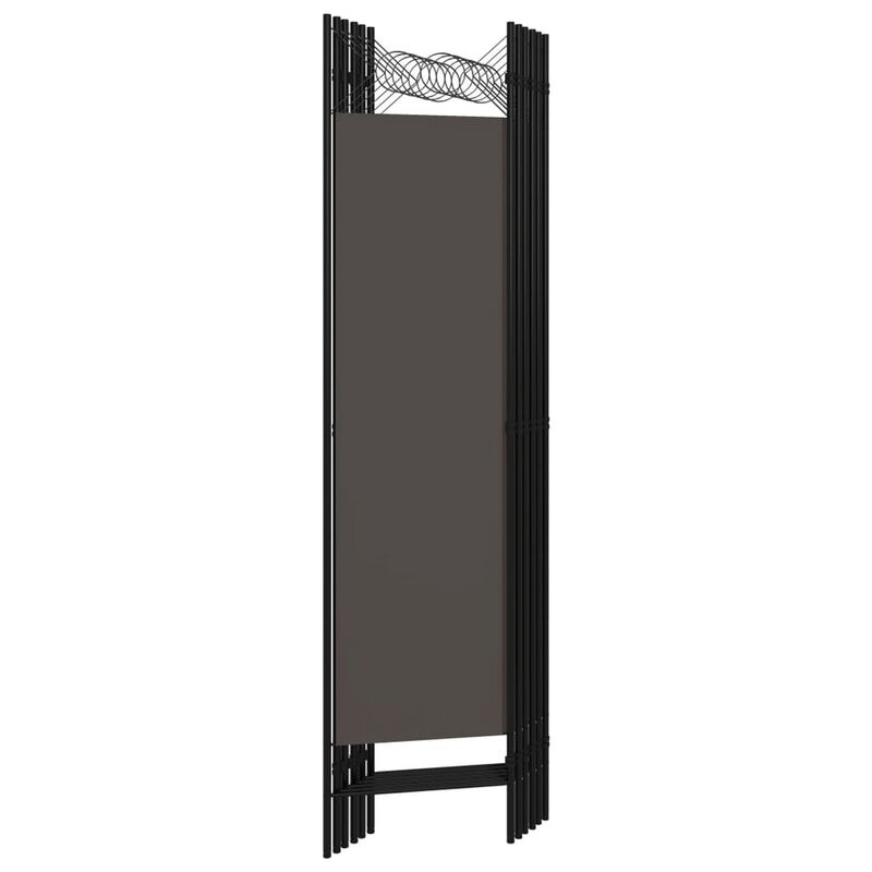 Dina 6 Panel Folding Room Divider Screen, Dark Gray, Black, 95 Inch - Benzara