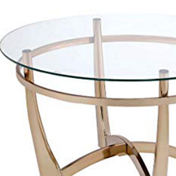 Attractive Coffee Table, Gold & Clear Glass-Benzara