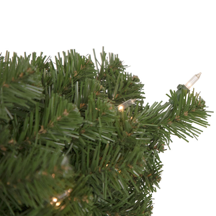 54" Pre-Lit Deluxe Dorchester Pine Artificial Christmas Teardrop Swag  Clear Lights