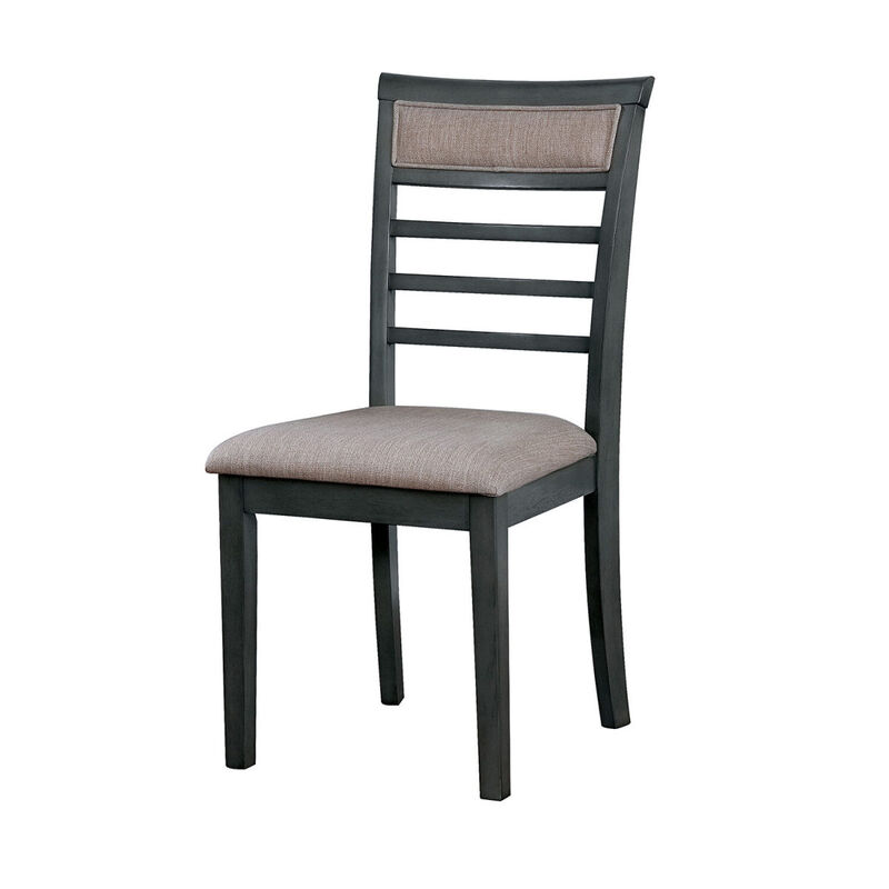 5 Piece Dining Set: Weathered Gray Table, Beige Chairs