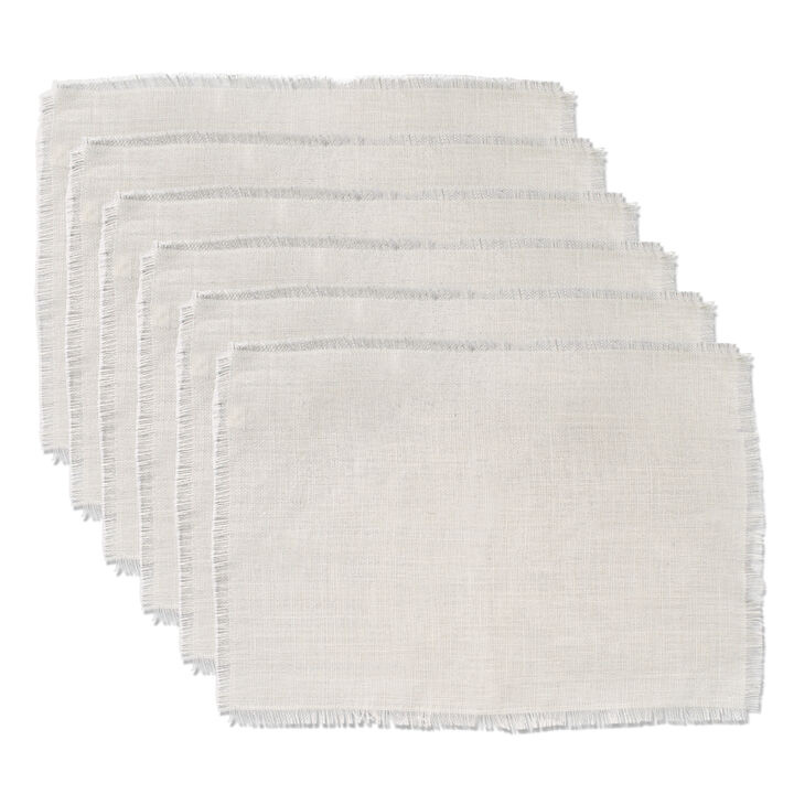 Set of 6 White Rectangular Jute Placemat 19"
