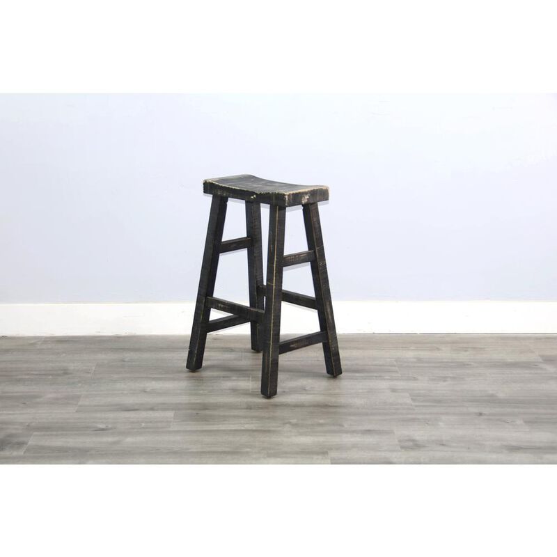 Sunny Designs Black Sand Bar Saddle Seat Stool, Wood Seat