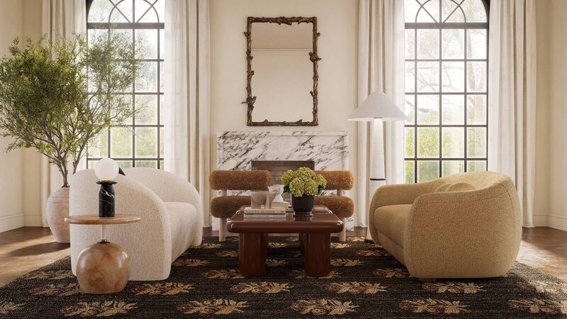 Judy Honey Boucle Swivel Chair