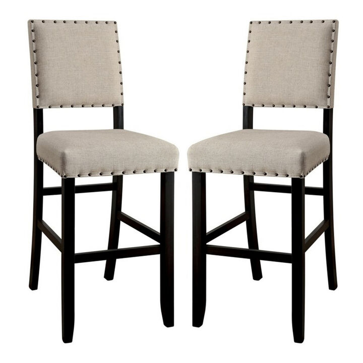 SANIA II Rustic Counter Height Chair, Antique Black Finish, Set of 2-Benzara
