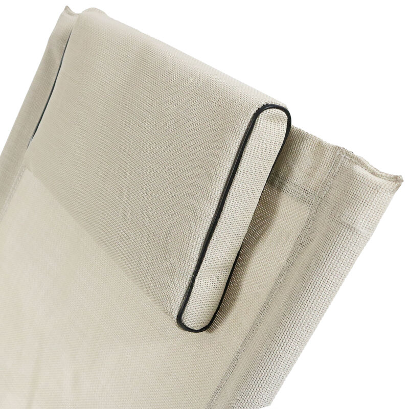 Sunnydaze Folding Outdoor Rocking Lounger with Pillow - Beige - Set of 2
