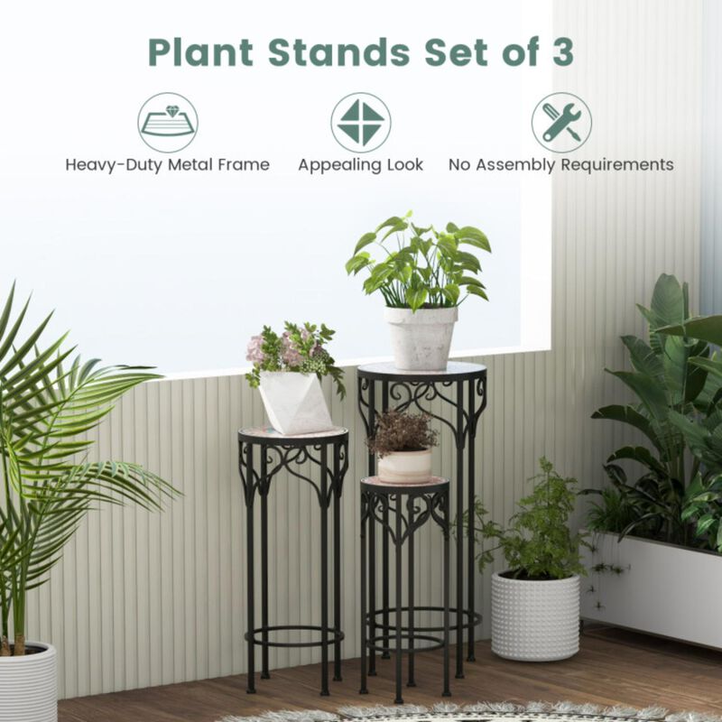 Hivvago Decorative Flower Display Holder with Ceramic Top for Patio