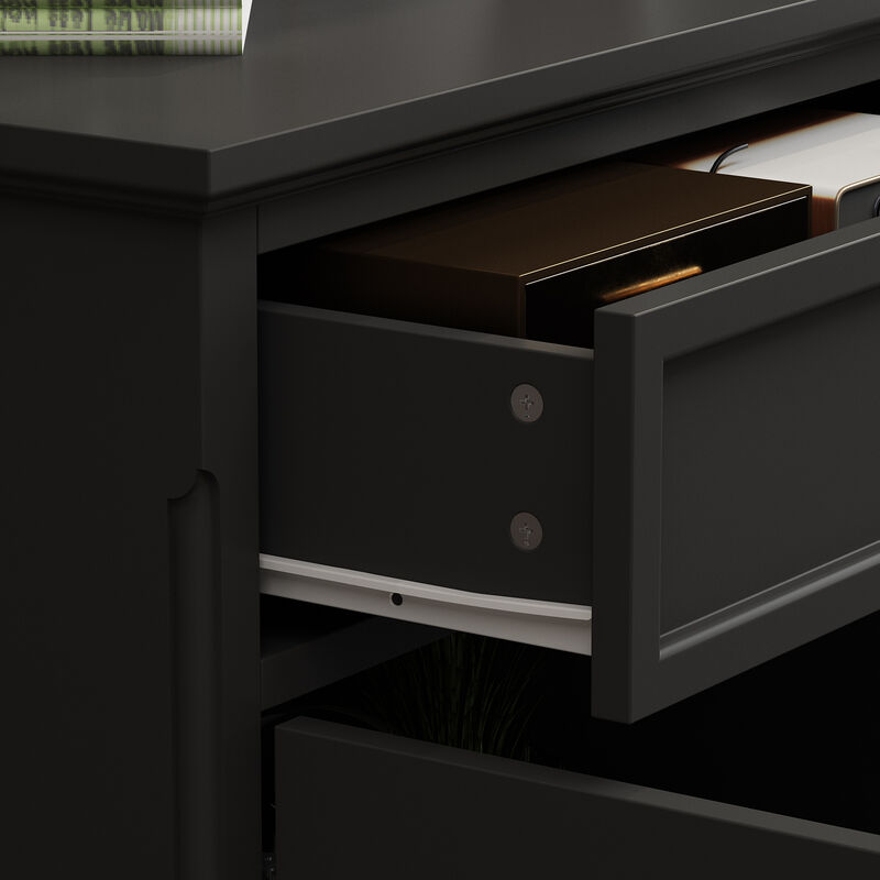 Black Wood 59.1 in. W Sideboard with 2-Large Drawers, 3-Small Drawers and 2-Cabinets 33.5 in. H x 15.7 in. D