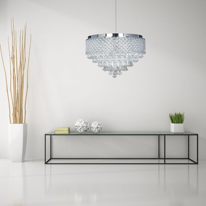 Cinderella Chandelier Chrome Metal and Crystal 12 LED Light