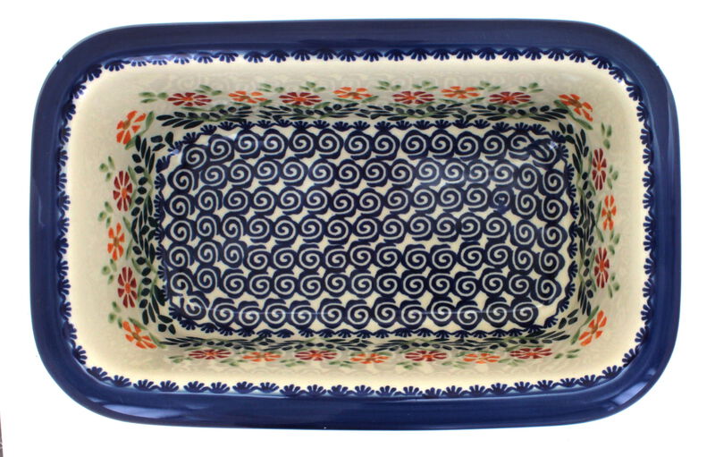Blue Rose Polish Pottery Periwinkle Loaf Baker