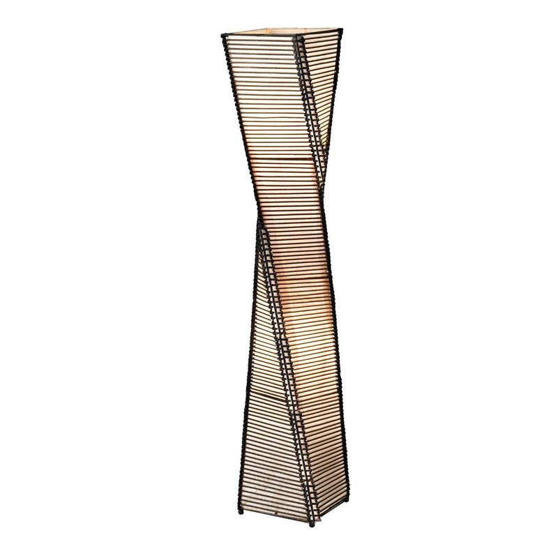 Hivvago Modern Twist Sculpture Style Floor Lamp Lantern with Beige Shade