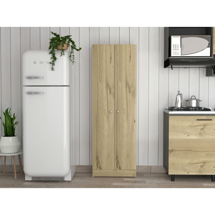 Buxton Rectangle 2-Door Storage Tall Cabinet Light Oak And Black Wengue