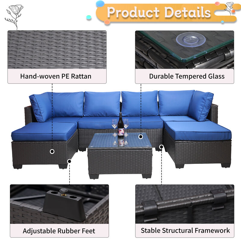 Merax Outdoor Garden Patio Furniture 7-Piece Sofa Sets