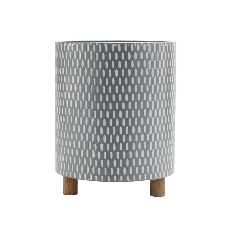 Geometric Design Planter with Wood Legs for Modern Plant Display and Décor (Set of 3)