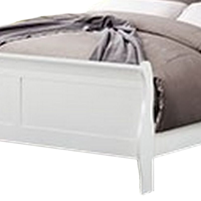 Ryla Queen Size Bed, Sleek Modern Panel Headboard Design, White Solid Wood