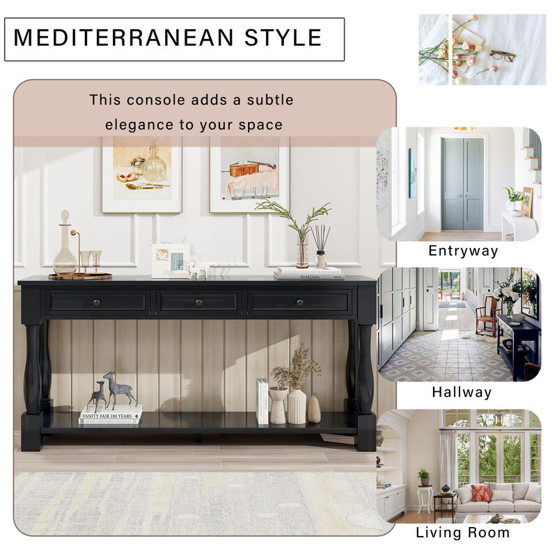 Merax Long Console Table with 3 Drawers