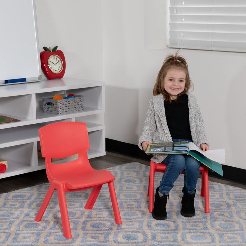 Flash Furniture Whitney 2 Pack Red Plastic Stackable School Chair with 10.5'' Seat Height