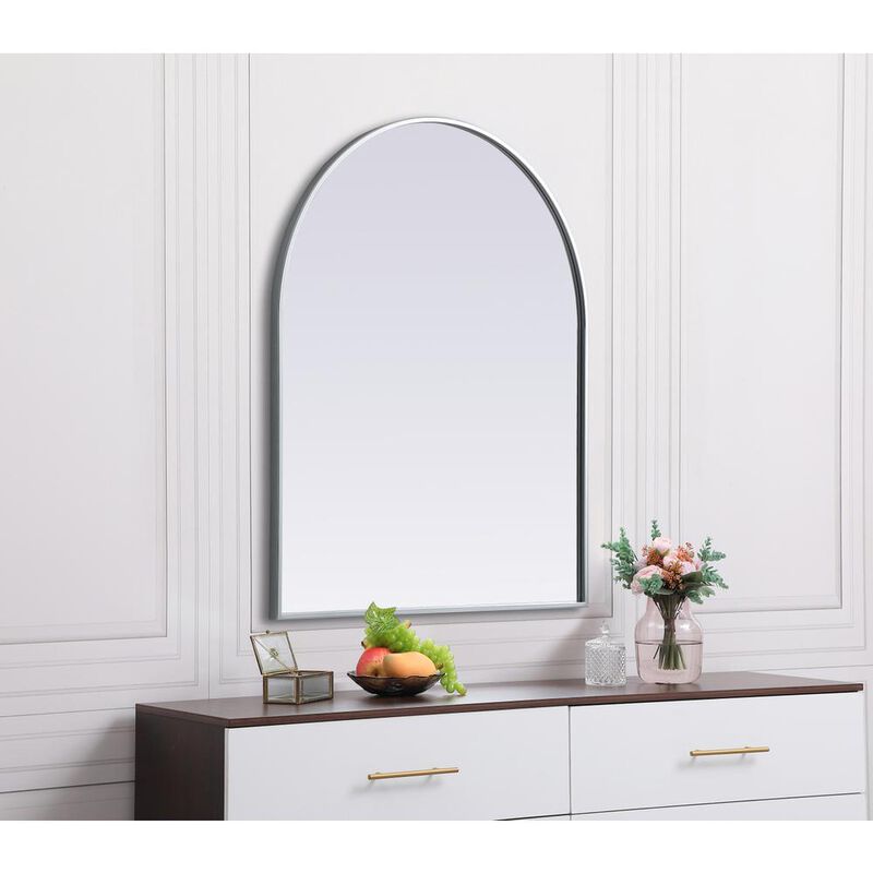 Elegant Decor Metal Frame Arch Mirror 30x36 Inch in Silver