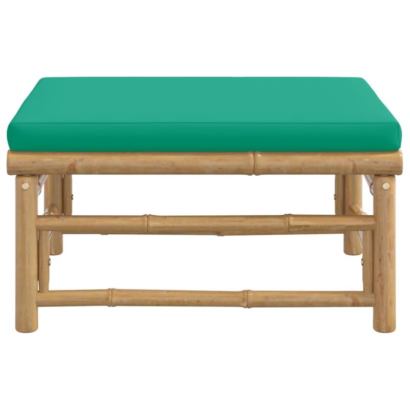 vidaXL Patio Footstool with Green Cushion Bamboo