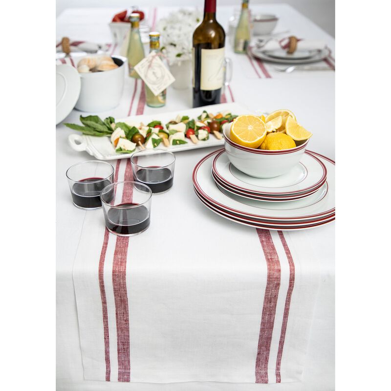 Solino Home 100% Pure Linen Table Runner | French Stripe